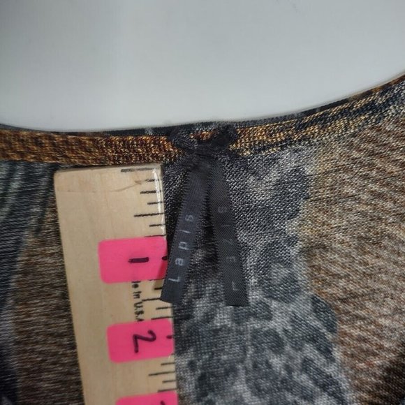 Lapis Women’s L Tunic top Semi Sheer ined Animal Print Ruched 3/4 Sleeve Large - Picture 2 of 9